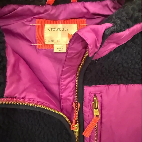 J CREW CREWCUTS Girls Navy & Magenta Pink Fleece Vest Size 8 EUC! - Picture 2 of 3